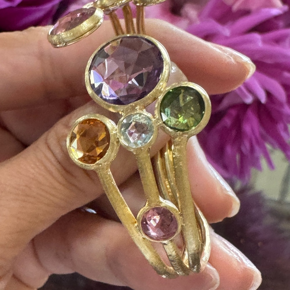 Gorgeous Marco Bicego 18k YG Multi-Gemstone Cuff Bracelet – Jaipur Collection - Picture 8 of 17